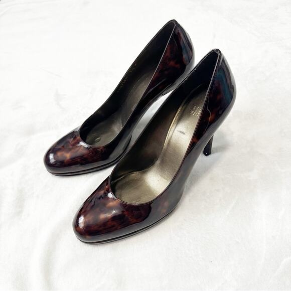 Stuart Weitzman brown Tortoise shell Heels leather pumps size 9.5 round toe - Picture 10 of 10